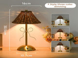 Creative Rechargeable Bow Table Lamp with Pleated Fabric Lampshade - Three Colour Soft Light, Touch V888-ELOSUNG52999