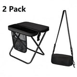 Black 2 Pack Portable foldable stool with a crossbody strap - High Carbon Steel Frame and Oxford V888-ELOSUNG56186-1