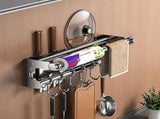Kitchen Utensil Hooks, Kitchen Rail Kitchen Utensils Rack, No Drilling Adhesive Stainless Steel V1192-AZ-W-29666