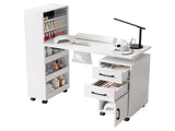 Artiss Manicure Table Nail Desk with Built-in Dust Collector Beauty Salon Station Drawers Shelves FUR-AD-MANICURE-6MOD-WH-AB
