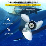 Outboard Propeller, Replace for OEM 3860709, 3-Blade 14.5" x 21" Pitch Steel Boat Propeller, V952-CLXJY31412X211DRFV0
