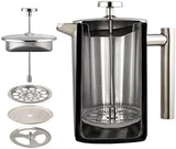 White French Press Coffee Maker 1000ml with Coffee Bean Can Extra Filter Gift Set V498-FRENCHPRESS1000SETWH