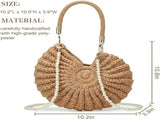 Handbag for Women, Crochet Crossbody Purse Handmade Seashell Shape with Pearl Chain, Summer Beach V1237-ZY-924-315