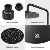 9'' Rain Shower Head Overhead High-pressure Swivel Black SHOWER-A3-RO-9-BK