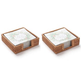 2X Rattan Napkin Holder Square,Wicker Basket for Kitchen,Flat Holders Woven V1366-AZ2-W-14463