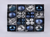 44ct Blue Silver Christmas Ball Ornaments - Bulk Glitter Hanging Decor Set with Large & Mini Sizes V1366-AZ2-W-16588