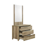 Dresser with 3 Storage Drawers in Natural Wood like MDF in Oak Colour with Mirror V43-DRS-CELOAK