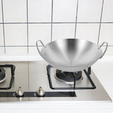 Heavy Duty Plated Silver Stainless Steel Wok for All Stoves - Easy to Move, Wide Use V1366-AZ2-W-17370
