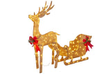 Christabelle Large Christmas Sleigh Reindeer with LED Lights Indoor Outdoor Front Lawn Yard Dec 112_MHA409