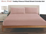 Ramesses Teddy Fleece Fitted Sheet Combo Set Rose Pink King V442-KIT-FITTEDSS-TEDDYFLEECE-ROSEPINK-KI