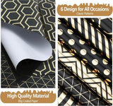 Wrapping Paper Set - 6s Gold & Black Christmas - Includes Ribbon & Stickers - 43x300 cm Per V1188-ZXY-131-380