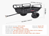 Garden Utility Trailer, 10 Cu. Ft 227 kg, ATV UTV Hauling Trailer, Tow Behind Poly Dump Cart with V952-HYTCHSSL10CUFU8JW001V0