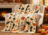 Halloween Throw Blanket, Spooky Haunted House and Full Moon Fleece Cover, Soft Flannel Sofa Bed Wrap V1366-AZ2-W-25241