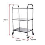 3 Tiers Food Trolley Cart Stainless Steel Utility Kitchen Dining Service V63-827561