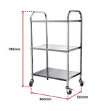 3 Tiers Food Trolley Cart Stainless Steel Utility Kitchen Dining Service V63-827561