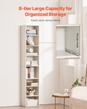 VEVOR 8-Tier Narrow Bookshelf 180cm Wooden Open Bookcase Adjustable Shelf White V952-BSSJZFXBHB1LL260FV0