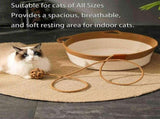Basket for Cats with Durable Cotton Rope Weave, Handwoven Foldable Round Pet Bed with Teasing Ball, V1366-AZ2-W-11538
