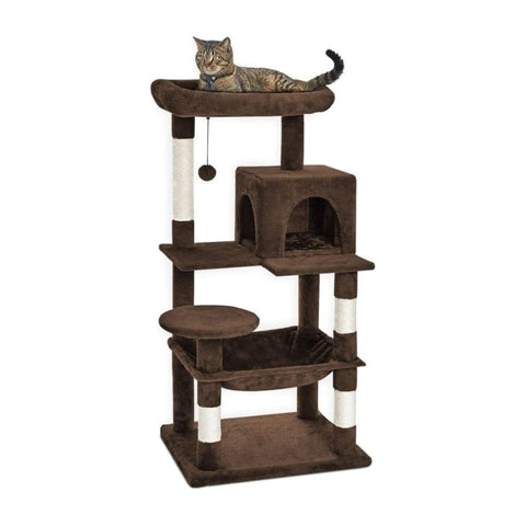 Floofi 118cm Plush Cat Condo Cat Tree Brown V227-3331641023561