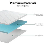 Giselle Bedding Memory Foam Mattress Topper Ventilated Cool Gel 5cm King Single MATTRESS-TOP-VH-GEL-5-KS