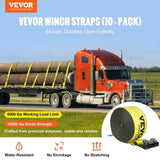 VEVOR Winch Straps, 10.2 cm x 9.1 m, 2.7T Load Capacity, 8.2T Break Strength, Truck Straps with Flat V952-PGJPDHS4INCH3QVCJV0