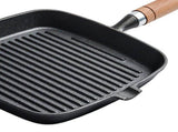 Steak Grill Pan with Wooden Handle 8.7in Thickened Bottom Even Heating Nonstick Grill Pan with Pour V1294-YM0901-3118240108611