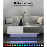 Artiss Coffee Table Led Lights White FUR-R-COF-LED-01-WH