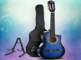 Alpha 34 Inch Classical Guitar Wooden Body Nylon String w/ Stand Beignner Blue GUITAR-D-34-BLUE-CAPO