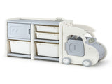 Keezi Toy Storage Organizer with 4 Storage Bins and Cabinet, Bookcase Toys Box, Toy Storage for KPS-TOY2T-4BIN-BG