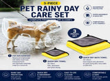 3 Piece Rainy Day Pet Care Set - 8XL Size Waterproof Dog Hooded EVA Transparent Raincoat with V888-ELOSUNG52607