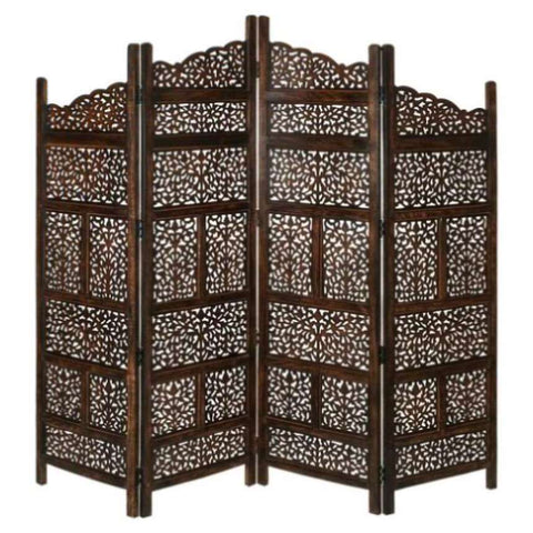 Vasco 4 Panel Room Divider Screen Privacy Shoji Timber Wood Stand - Burnt V315-WOWP-15