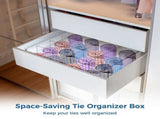 Tie Organizer Box, 16-Cell Clear Tie Rack Organizer, Stackable Tie Display Rack, Drawer Closet V1369-AZ3-W-08879
