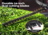 Giantz 25.4CC Petrol Hedge Trimmer 24" Dual Blade Tree Grass Garden Tool HT-26CC-24IN-RDBK