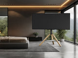FIN 32-75 Inch Swivel Tripod TV Stand Stable Wooden Legs TV Mount with Marble Shelf V767-U-Z1618