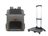 Grey Double Layer Pet Backpack and Trolley Carrier - Foldable Large Capacity Design, Breathable Mesh V888-ELOSUNG52954