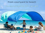 3x3m Blue Portable Wind-Powered Tent Sunshade Canopy Shelter with Sand Anchors for Family V888-ELOSUNG56749