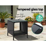 Gardeon Coffee Side Table Wicker Desk Rattan Outdoor Furniture Garden Black ODF-RECLINER-TB-BK