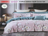 400TC Cotton Sateen Quilt Cover Set Grace Queen V442-ATX-QUILTCS-GRACE-PINK-QS