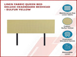 Linen Fabric Queen Bed Deluxe Headboard Bedhead - Sulfur Yellow V63-839561