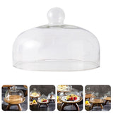 Glass Cake Cover with Round Handle, White Transparent Display Dome for Home Use, Protects and V1369-AZ3-W-18729