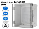 Electrical ABS Junction Box IP66 Waterproof Electrical Enclosure with Clear Hinged Cover and V985-ELECTRICALJUNCTIONBOX
