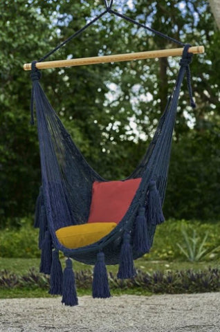 Deluxe Extra Large Mexican Hammock Chair in Outdoor Cotton Colour Blue V97-DHSCHBLUE