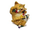 Cat Figurine Exquisite Details Texture Bright Colors Durable Resin Yellow Cat Statue for Garden V1294-YM0703-3111230019211