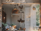 Cast-Iron Bell w Hanging Chooks 82cm V637-06859CHK