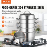 Dumpling Steamer Stainless Steel 5 Titer for for Cook Soup, Noodles, Fishes Work with Gas Electric V952-ZL5CBXGZL30CM0001V0