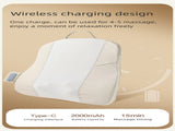Beige Slim Wireless Shiatsu Back Massager Cushion - Rechargeable Heated Massage Pad for Full Back V888-ELOSUNG27605