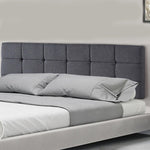 Linen Fabric King Bed Deluxe Headboard Bedhead - Grey V63-821443