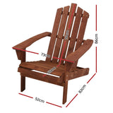 Gardeon Adirondack Outdoor Chairs Wooden Beach Chair Patio Furniture Garden Brown FF-BEACH-UF-CH-BR