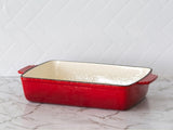 Enamelled Cast Iron 38.5x23cm Rectangular Roaster - Red V196-CIR04