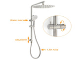 Brushed Nickel 2in1 Shower Set Sliding Rail Arm 12" Round Head Handheld Twin Taps Hot Cold Water V1233-S4902BNHR002M4CNKSR112NKC0292BN