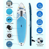 Weisshorn Stand Up Paddle Board 10.6ft Inflatable SUP Surfboard Paddleboard Kayak Surf Blue SUP-D-106FT-80-15-BU